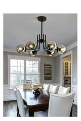 Vien Modern Design Living Room Dining Room Kitchen Black Color Smoked Glass Pendant Lamp 6-Piece Chandelier
