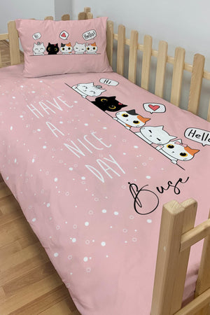 Custom Montessori Micro Satin Duvet Cover Set With Cat