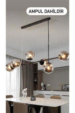 Rikardo Modern Glass Complete Black Chandelier E 27 Lampholder Compatible White Led Bulbs Included