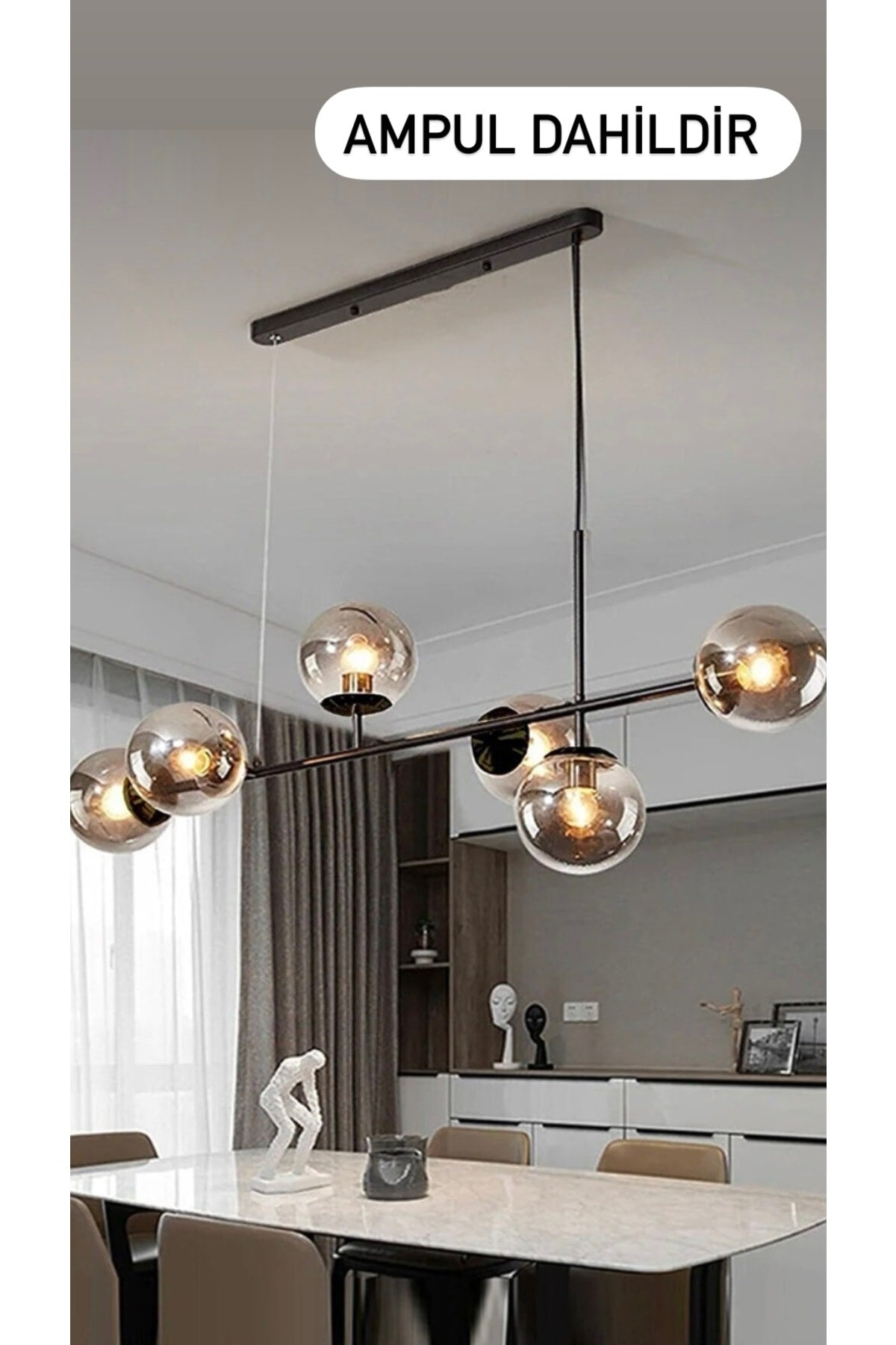 Rikardo Modern Glass Complete Black Chandelier E 27 Lampholder Compatible White LED Bulbs Included