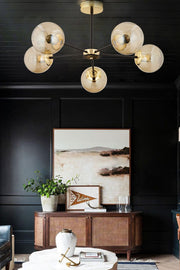 Nide 5L Schwarz Gold Honig Glas Moderne Junge Zimmer Schlafzimmer Retro Wohnzimmer Kronleuchter