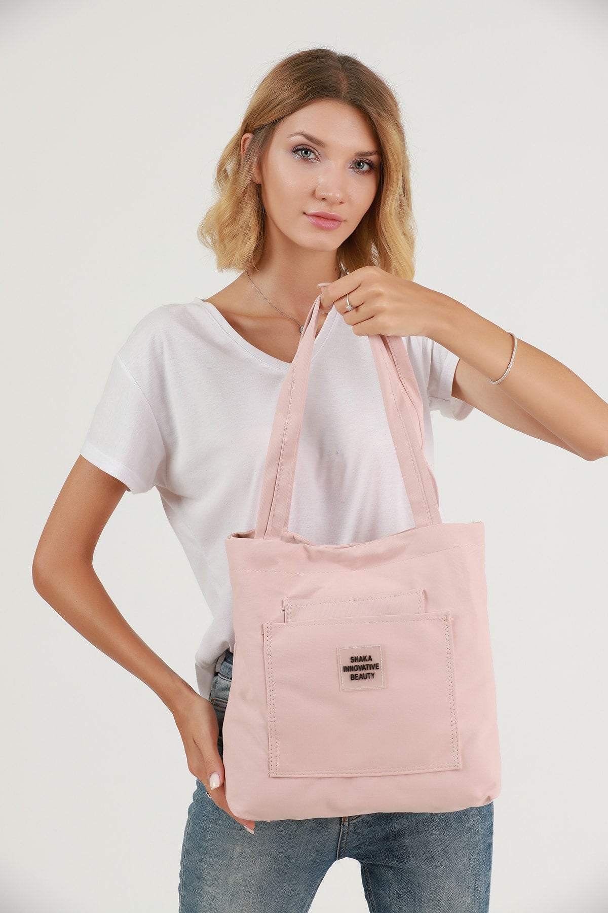 Powder U22 3-Compartment Front 2 Pocket Detailed Canvas Fabric Daily Women'S Arm And Shoulder Bag B:35 E:35