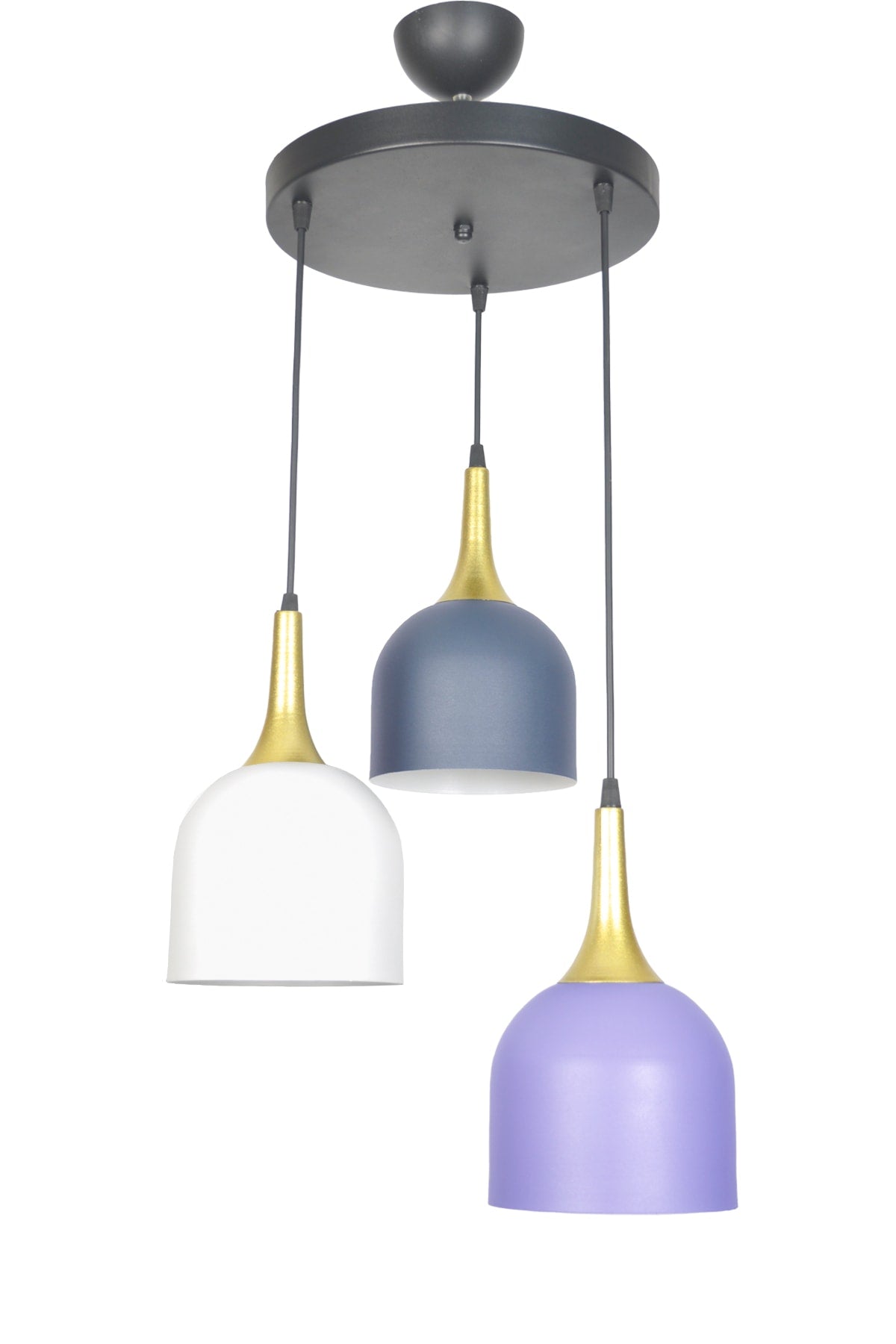 Reına Modern Design Metal Mix Anthracite Lilac White Color Pendant Lamp Cafe - Kitchen 3-Piece Chandelier
