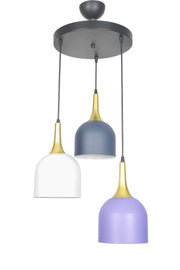 Reına Modernes Design Metall Mix Anthrazit Lila Weiß Farbe Pendelleuchte Cafe - Küche 3-teiliger Kronleuchter
