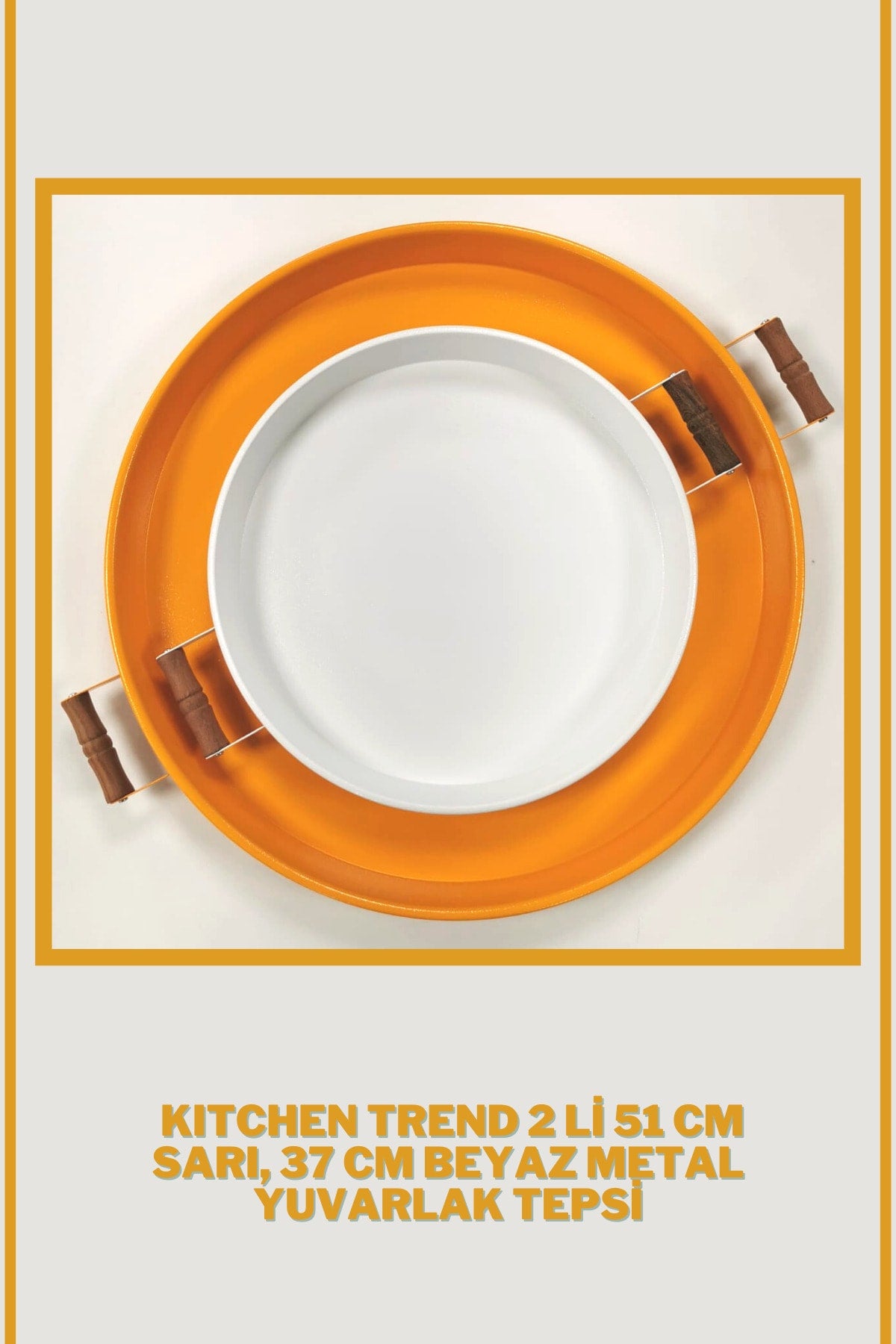 51 Cm Yellow 37 Cm White 2 Liter Metal Round Tray Presentation Tray Tea Coffee Tray
