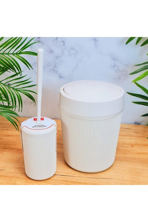Bathroom Dustbin Wc Toilet Brush Acrylic Set of 2 White - Swordslife