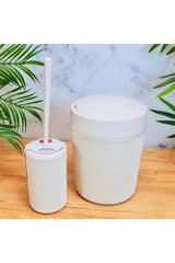 Bathroom Dustbin Wc Toilet Brush Acrylic Set of 2 White - Swordslife