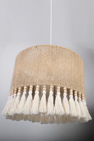Macrame Tassels Double Row Wooden Beads Jute Rope Bohemian Handmade Rustic Natural Lighting Chandelier Model10