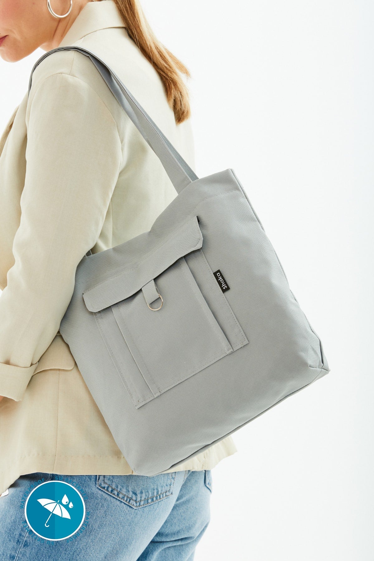 Gray U7 2-Compartment Large Volume Waterproof Fabric Women'S Sports Daily Arm And Shoulder Bag B:35 E:35