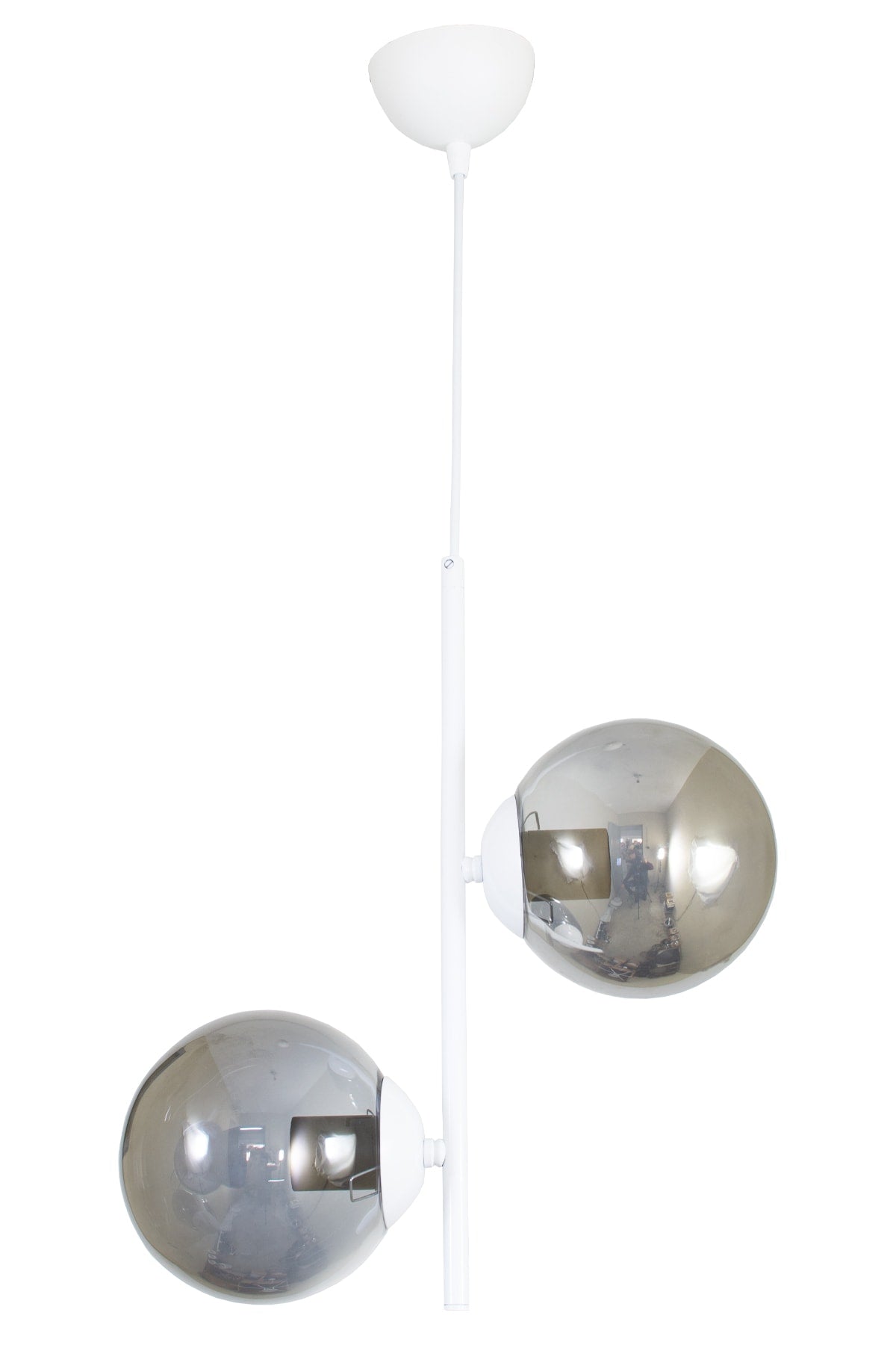 Double Modern White Smoked Glass White Chandelier