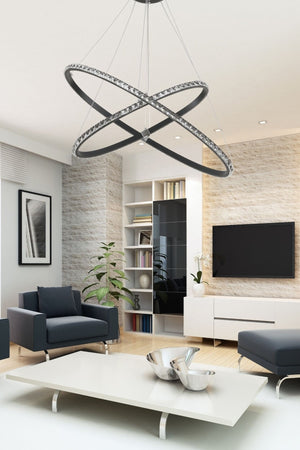 40/30 White Light 2 Piece Black Case Led Chandelier
