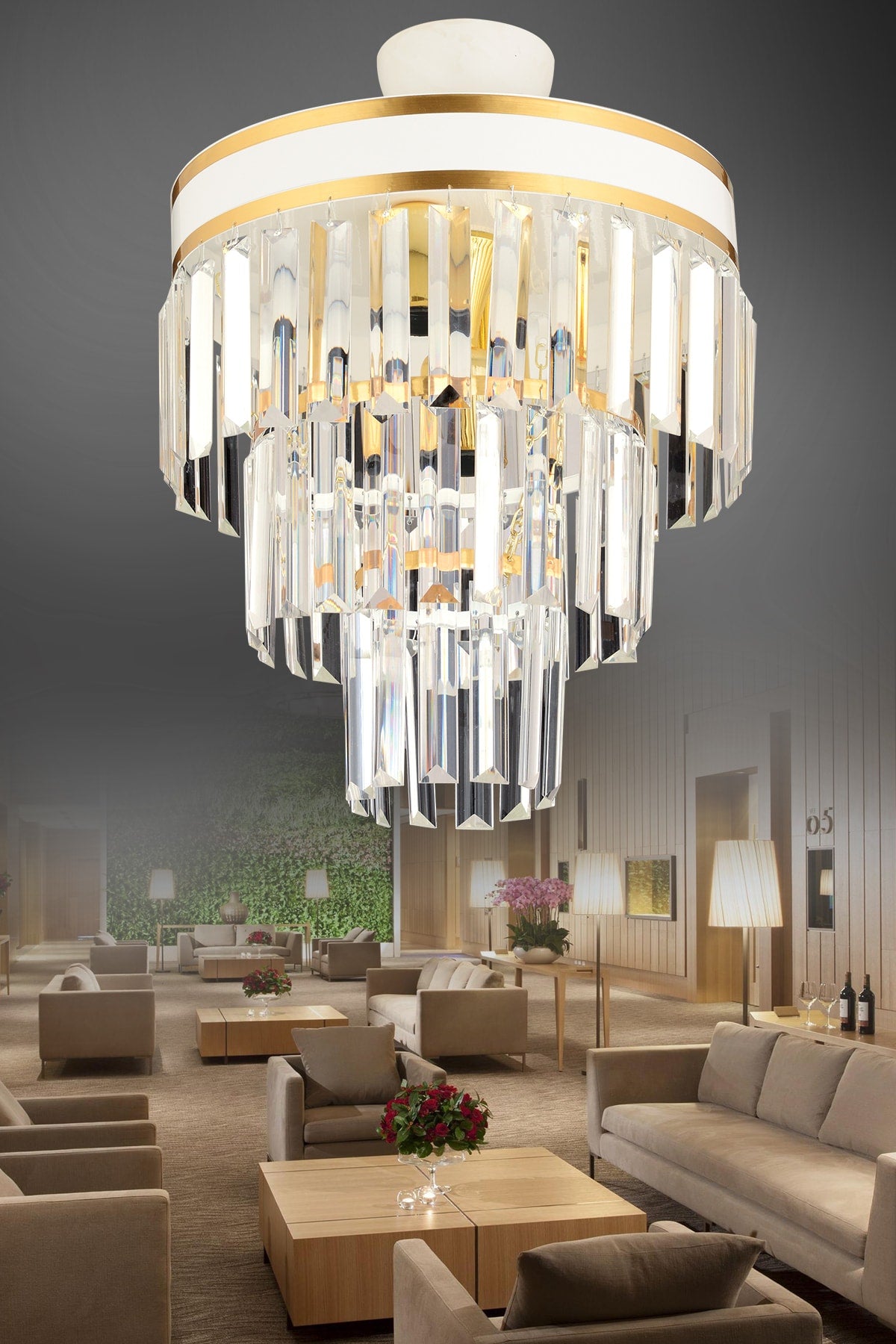 Çağla 3 Layer White to Gold Gilded 30 Luxury Chandelier