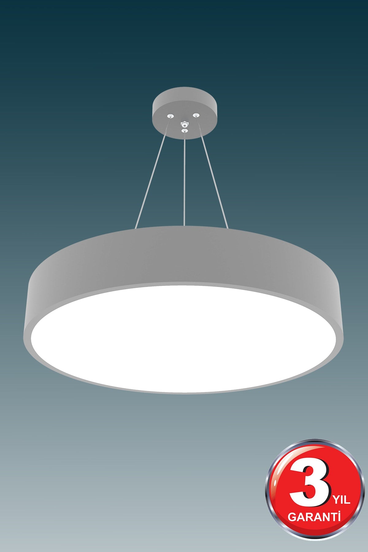 Trommel 40 cm (graues Gehäuse, weißes Licht) Moderner LED-Kronleuchter mit LED, Wohnzimmer, Küche, Wohnschlafzimmer, Pendelleuchte