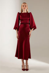 Heleny Special Design Dark Red Engagement Dress - Swordslife
