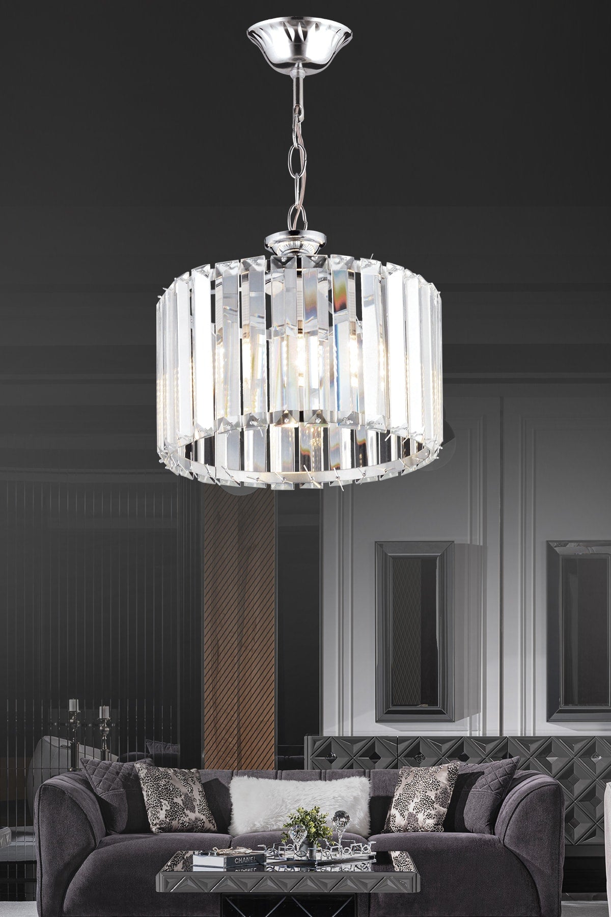 Luxus Kristall Chrom Stein 25Cm Kronleuchter