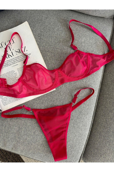 Dark Pink Underwire Bra Set - Swordslife