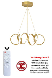 3 Color Controlled Gold Case Dimmer Led Chandelier Curved Led Chandelier