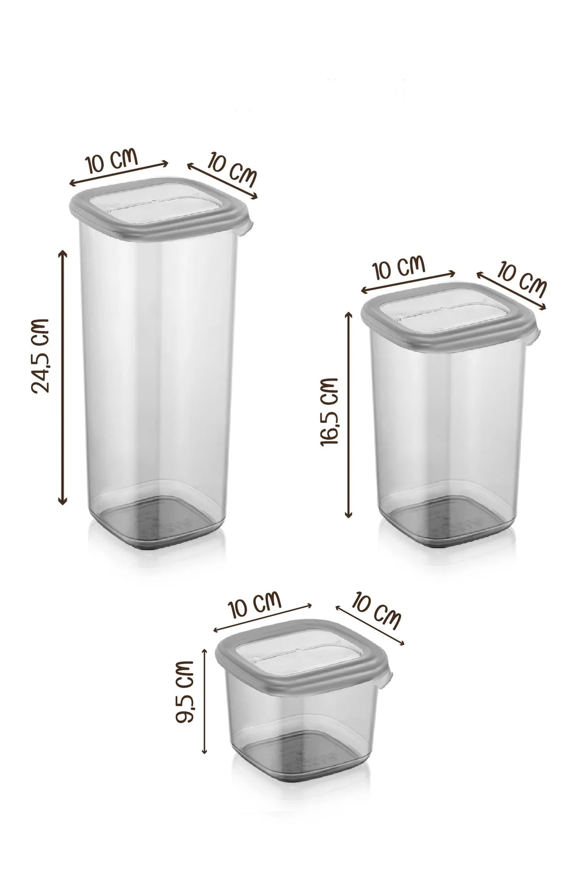 Set Of 18 Labeled Square Food Storage Containers X6(550Ml-1200Ml-1750Ml) Hard Lid Jar