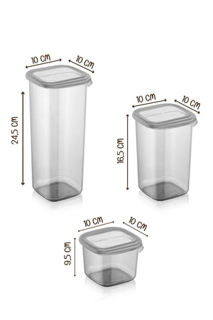 Set mit 18 beschrifteten quadratischen Vorratsbehältern für Lebensmittel, 6 Stück (550–1200–1750 ml), mit hartem Deckel