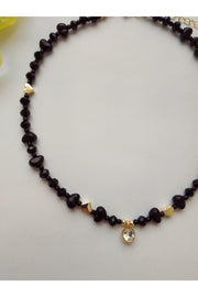 Black Necklace with Baroque Pearls and White Glitter Tips - Swordslife