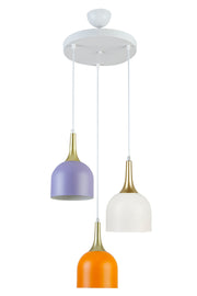 Reina Modern Design Cafe Kitchen Living Room Lilac Orange White Color 3-Piece Chandelier