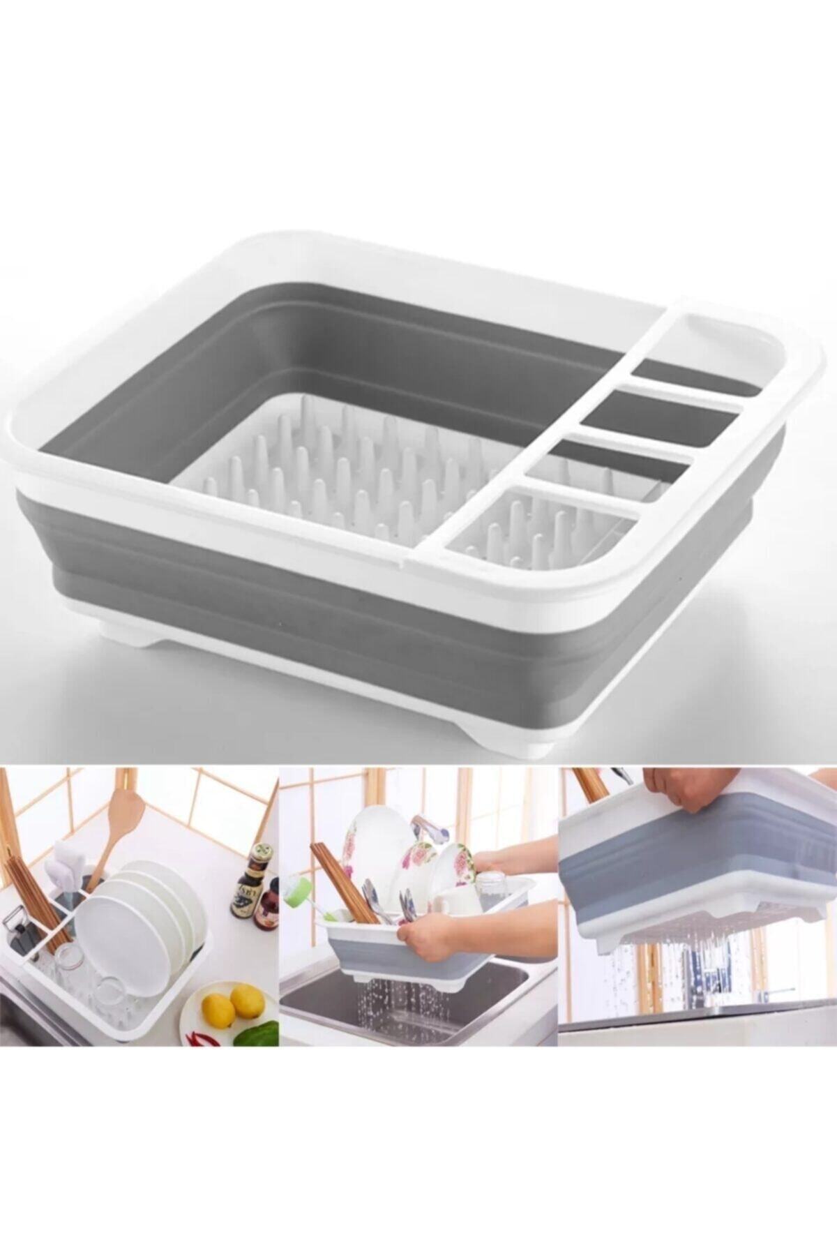 Folding Silicone Dish Basket Dish Rack Plate Holder Accordion