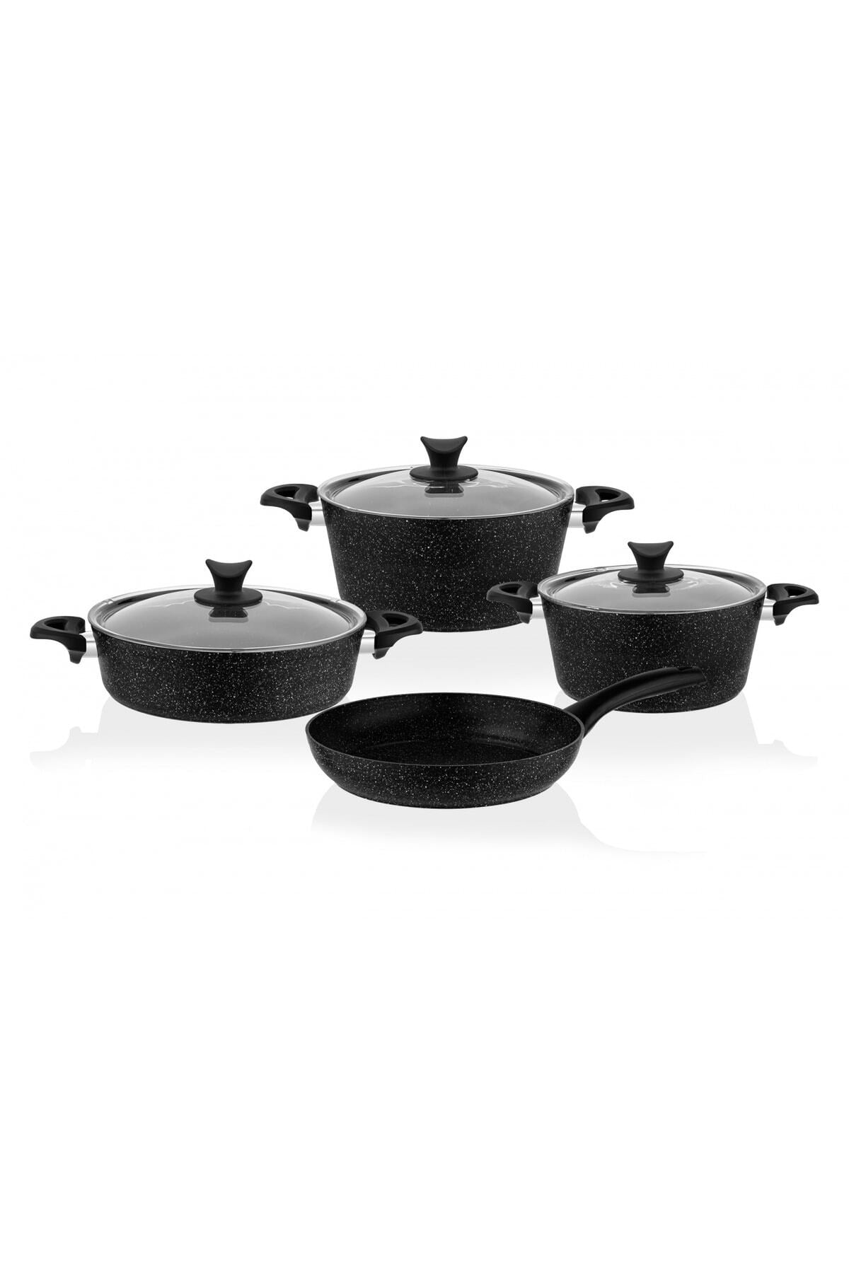 Master Cook 7 Pieces Granite Cookware Black