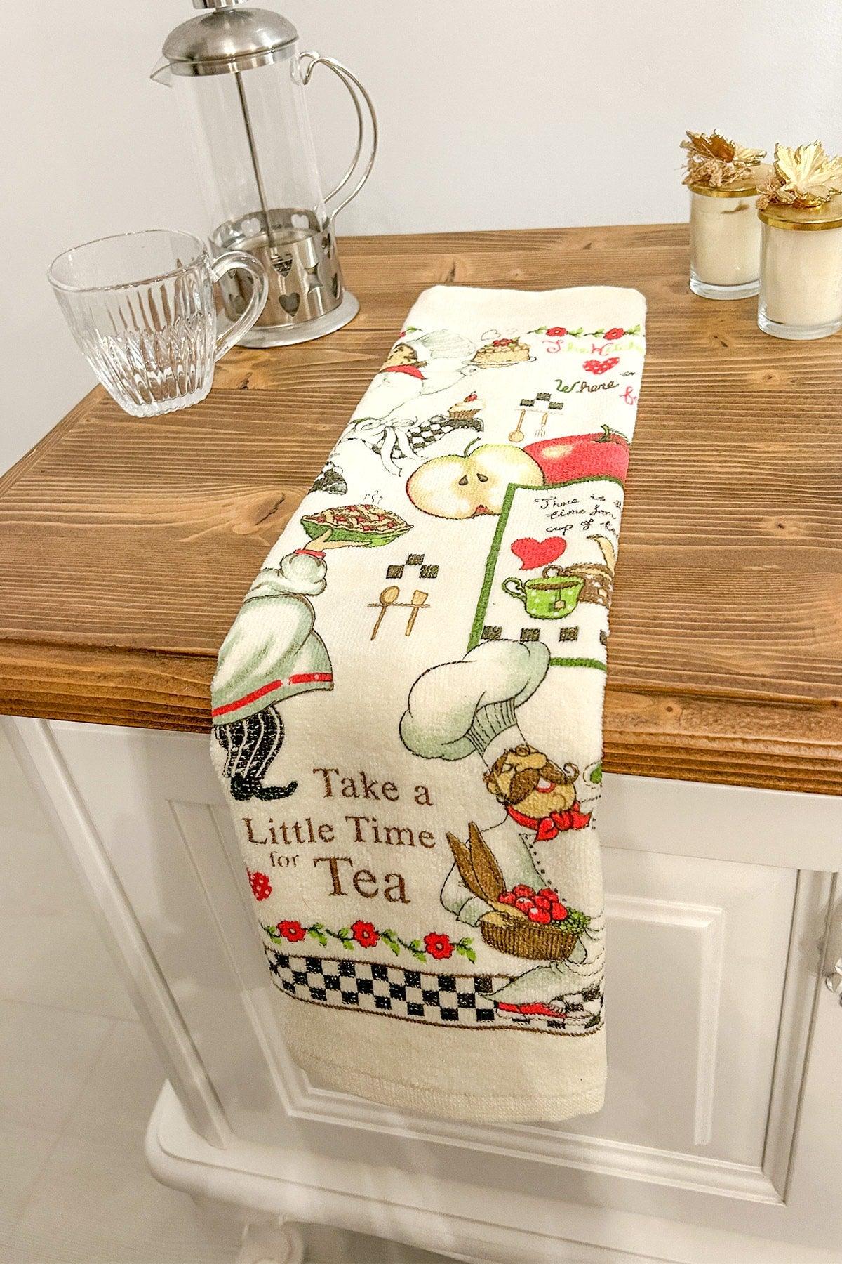 Kitchen Cotton Printed 30x50 cm Hand Face Kitchen Towel Soft Patterned Water Absorbent Towel - Swordslife