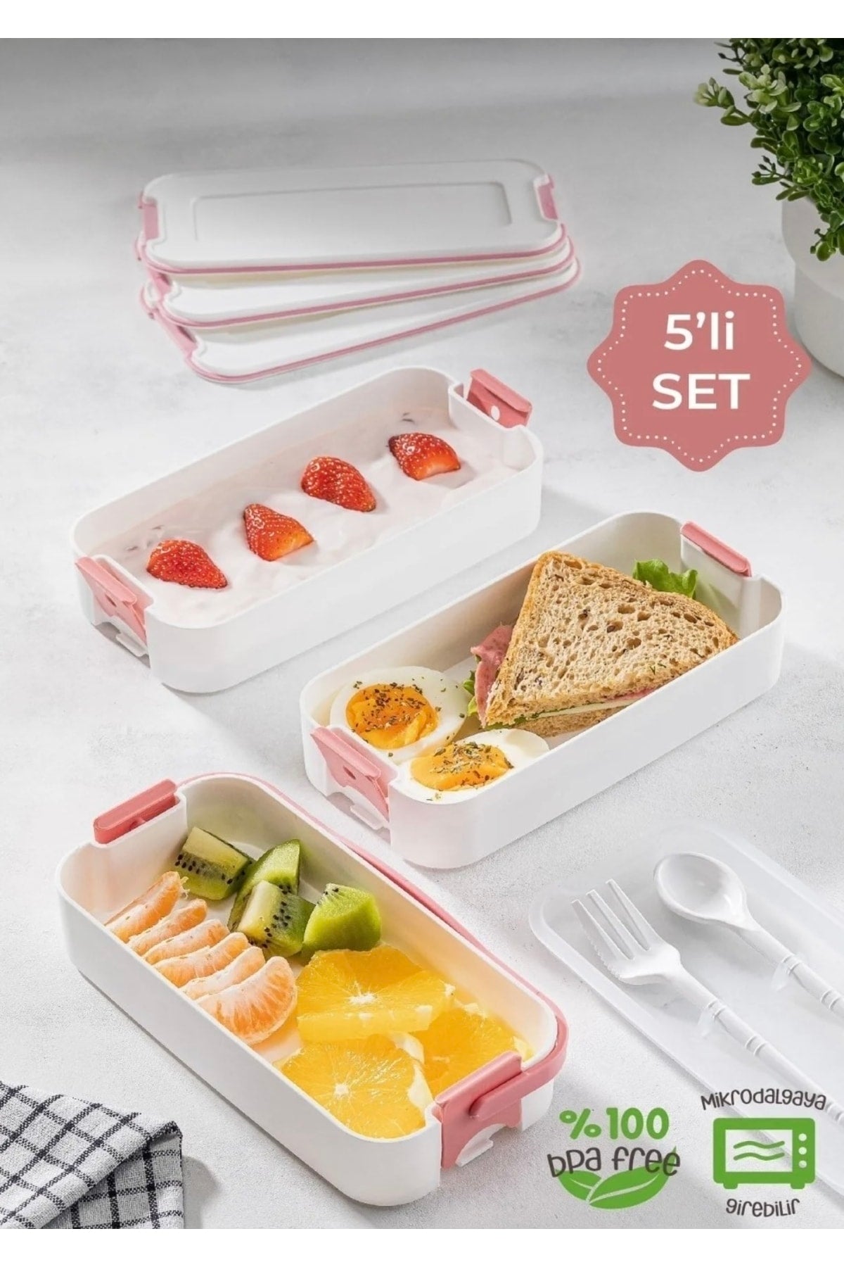 3 Layer Portable Lunch Box Diet Nutrition Storage Container with Fork and Spoon