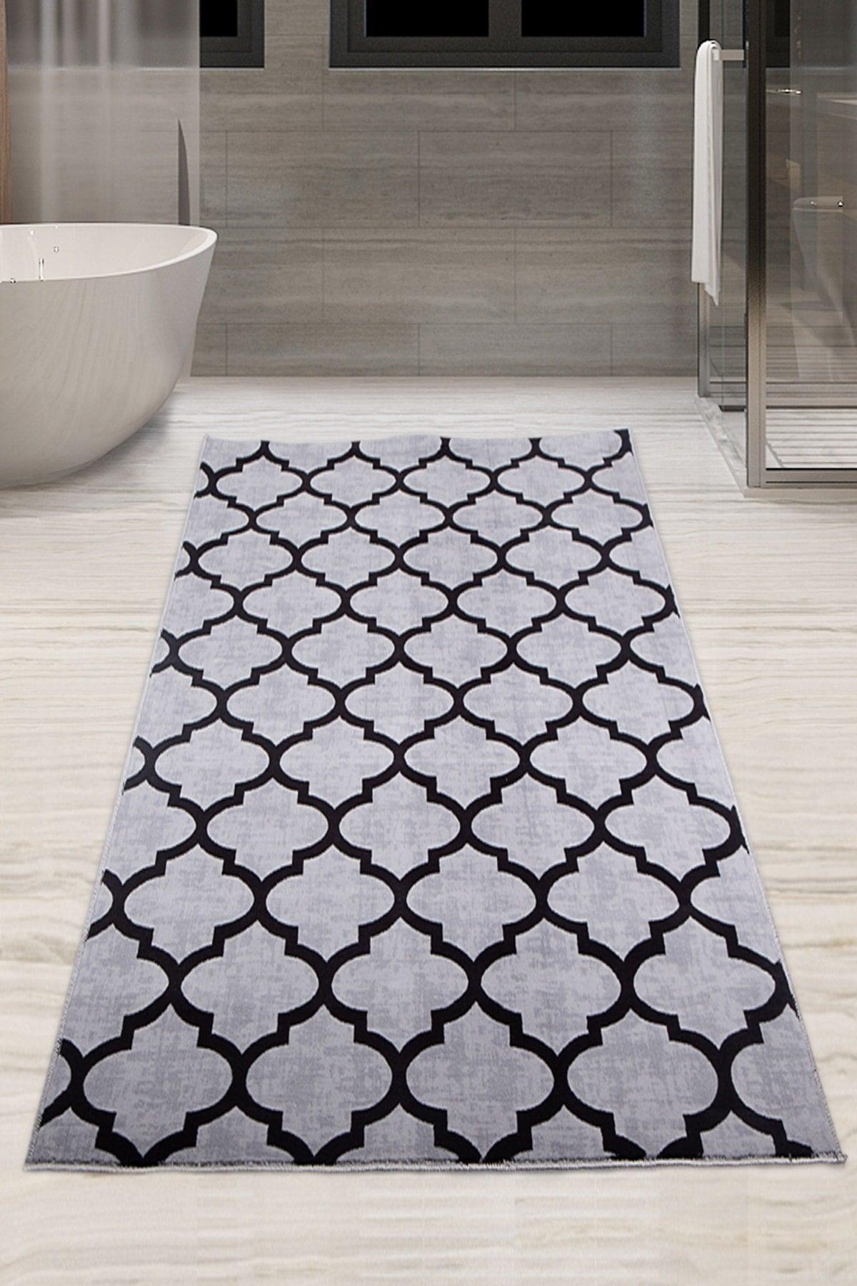 Lidya Gray 80x150 cm One Piece Bath Mat Non-Slip Base Large Size Bathroom Rug - Swordslife