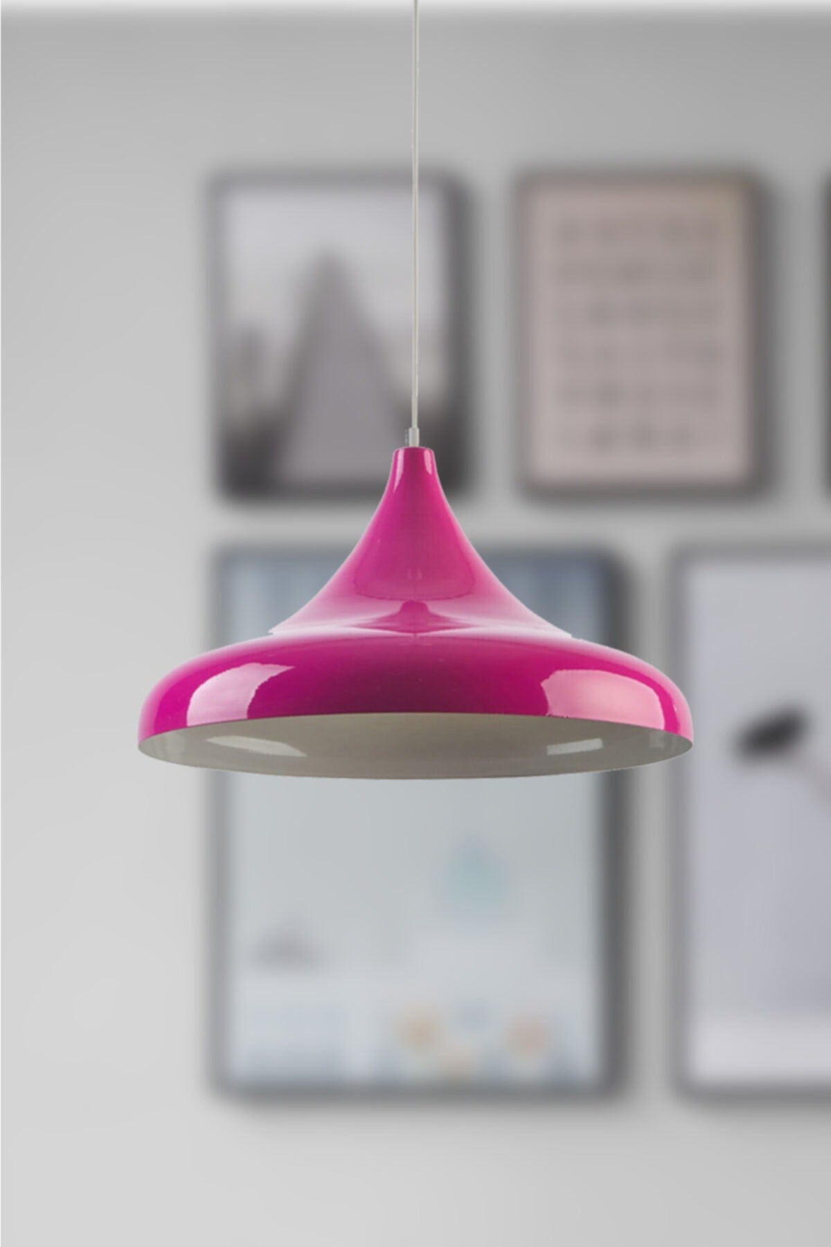 Nil Fuchsia Farbe mit weißem Metall fertig Pendelleuchte Cafe - Küche Single Kronleuchter