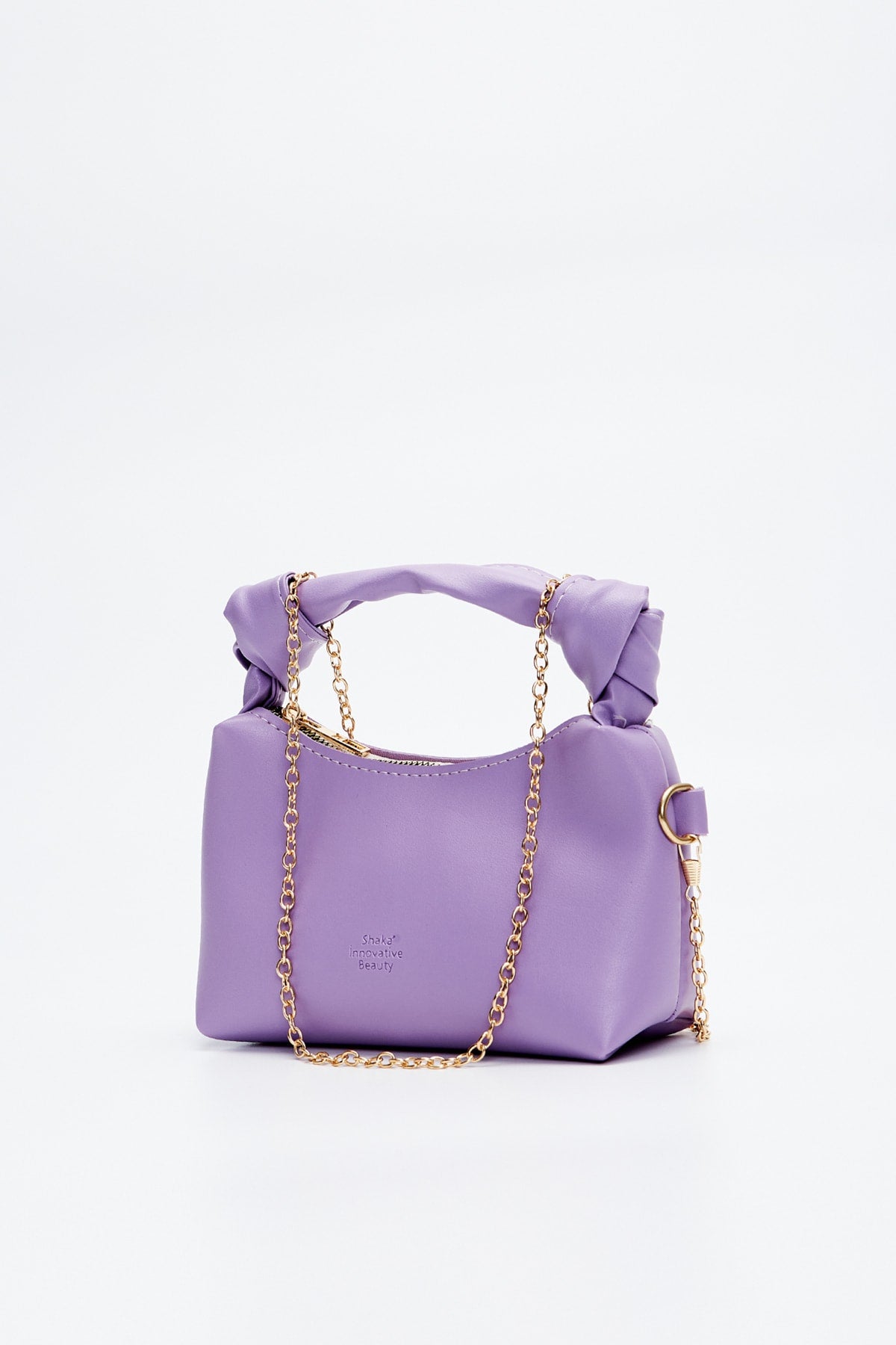Lila Shk24 Soft Leather Knot Detailed Chain Strap Hand And Shoulder Bag L:14 E:22 W:8 Cm