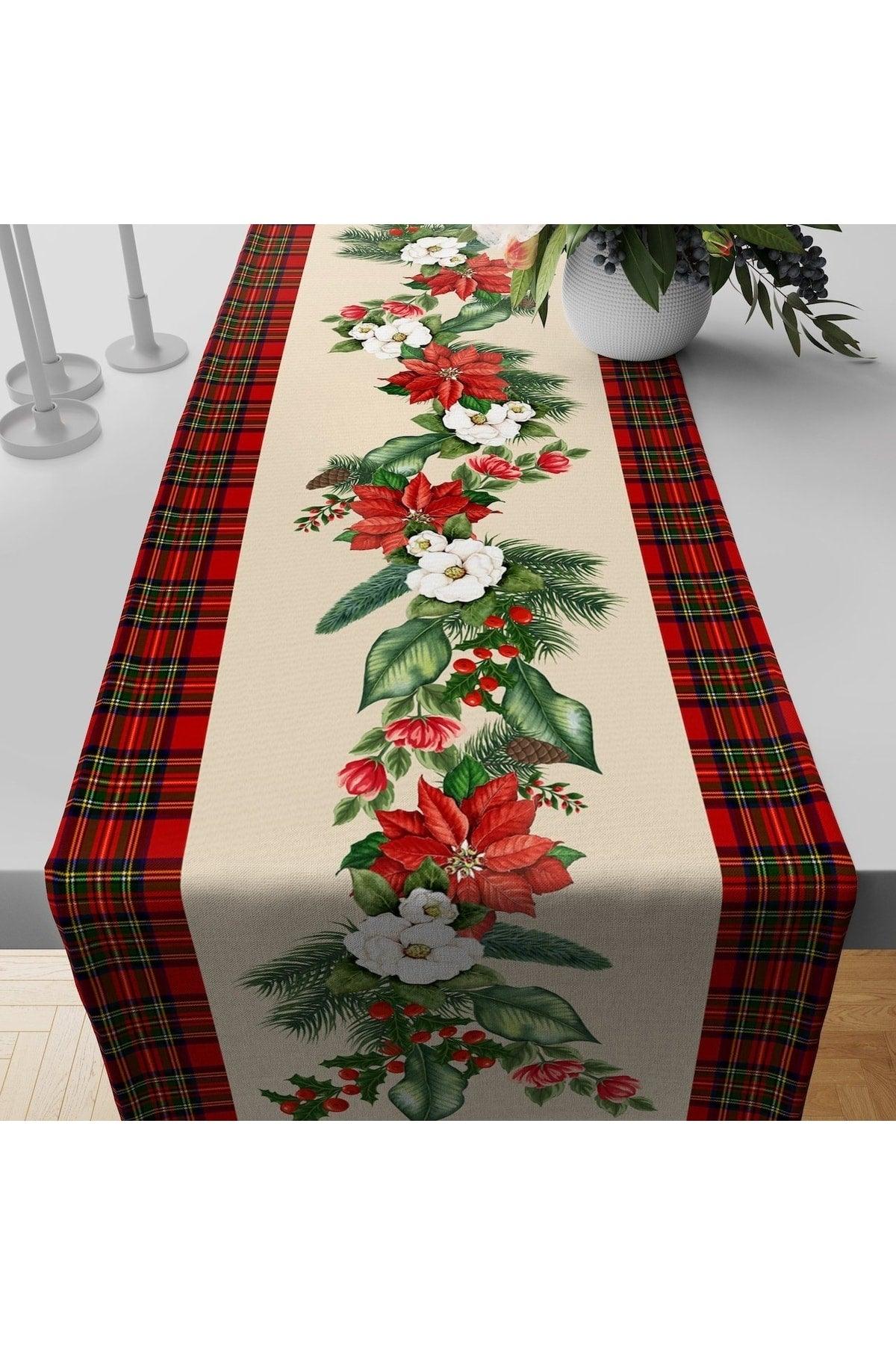 Christmas Christmas Themed 45x145 Cm Royal Plaid Floral Runner - Swordslife