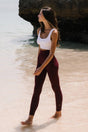 Gela High Waist Flexible and Gathering Sports Leggings Claret Red - Swordslife