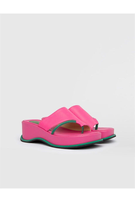 Masal Genuine Leather Women's Fuchsia Slippers - Swordslife