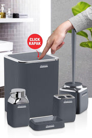 Chrome Striped Bathroom Set of 5 - Swordslife