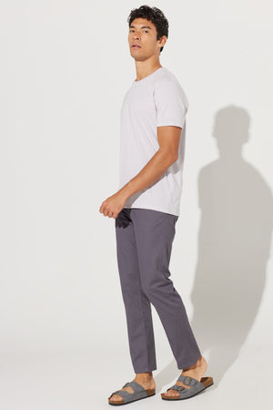 Men'S Lilac Slim Fit Slim Fit 100% Cotton Crew Neck Short Sleeved T-Shirt