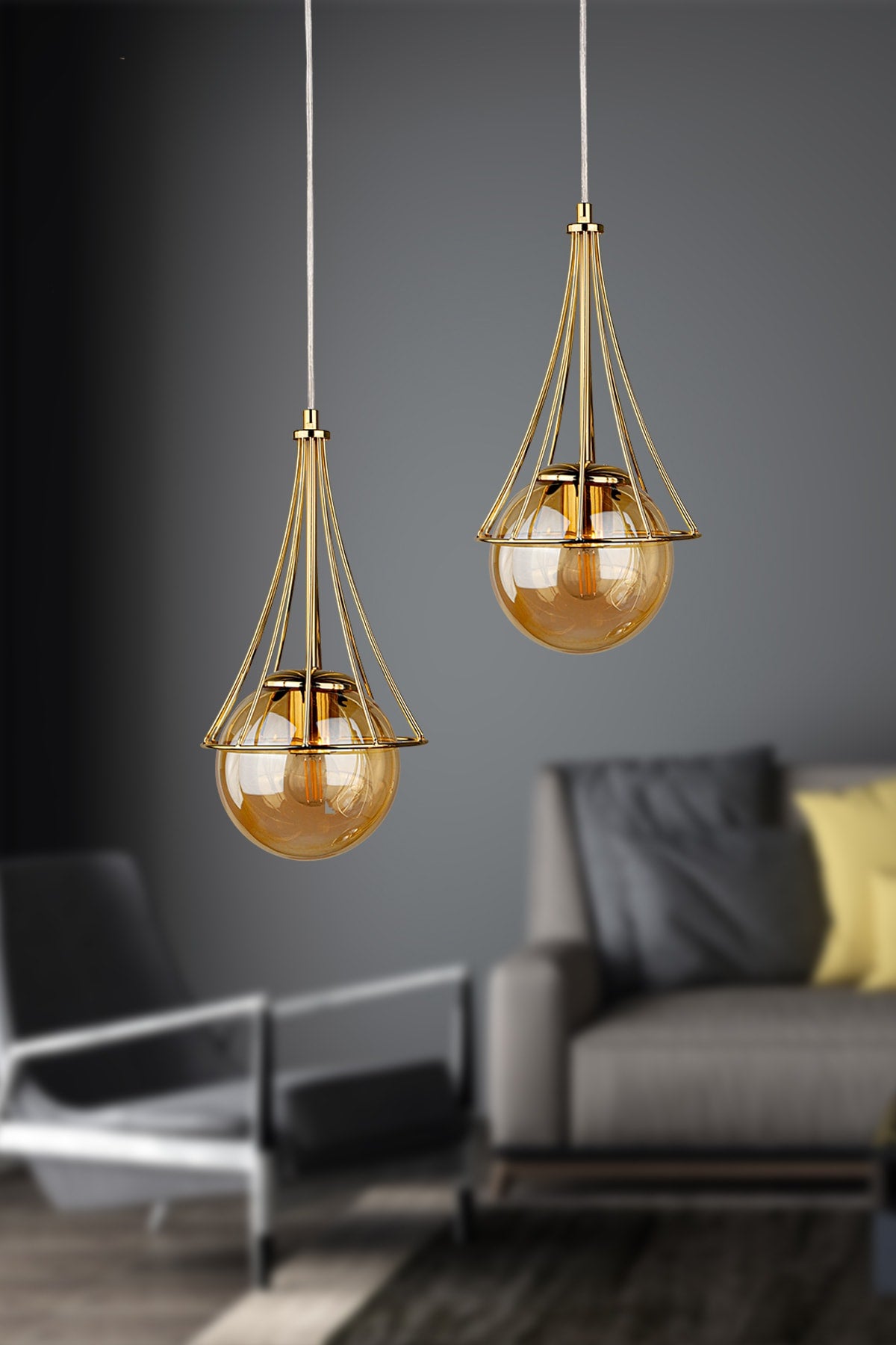 Lapis 2Nd Chandelier Gold-Honey Glop Glass