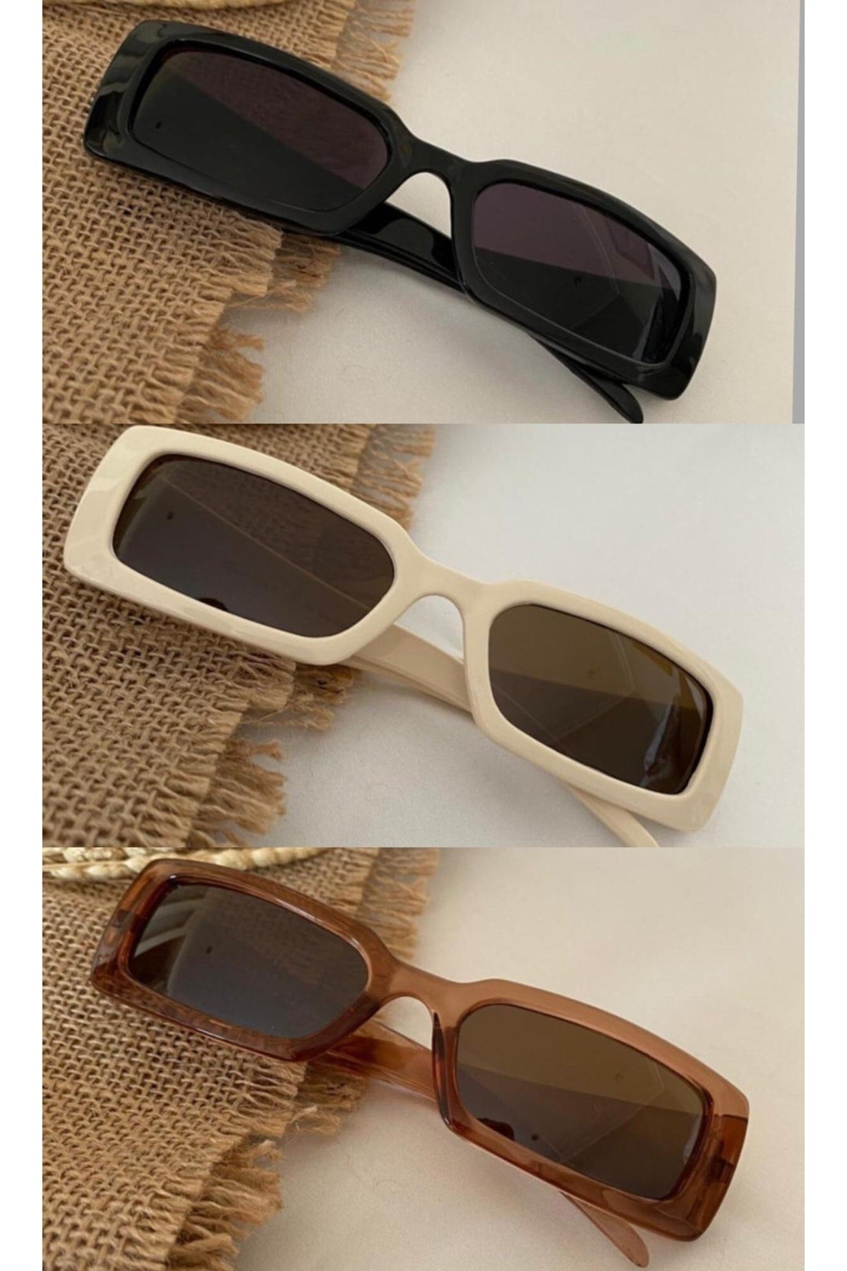 Unisex Vintage Model Diamond Pattern Detailed Black Honey Beige Sunglasses