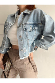 Ice Blue Laser Denim Jacket - Swordslife