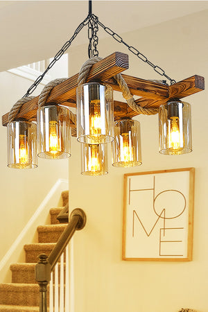 Glass Staircase Rope Living Room Lounge Dining Room Authentic Place Wooden Chandelier