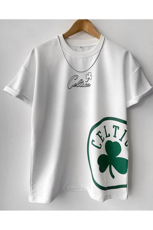 Men'S Oversize Printed Cotton Crew Neck Short Sleeve T-Shirt