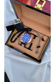 Marineblaues Herrenuhrenset aus Silikon