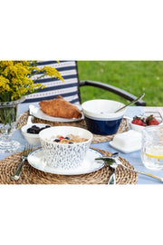 Maena Rustique Set Of 2 Bowls - Blue / White