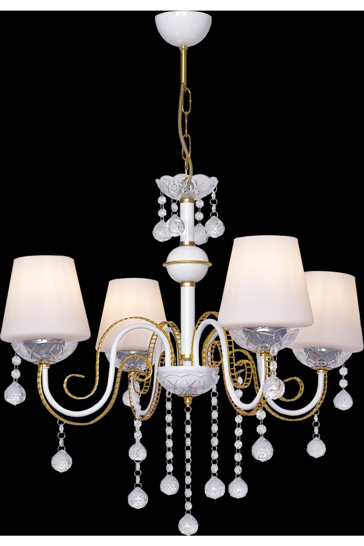 Berfin 4-Piece White Yellow Special Static Painted Stainless Gold Stone Chandelier