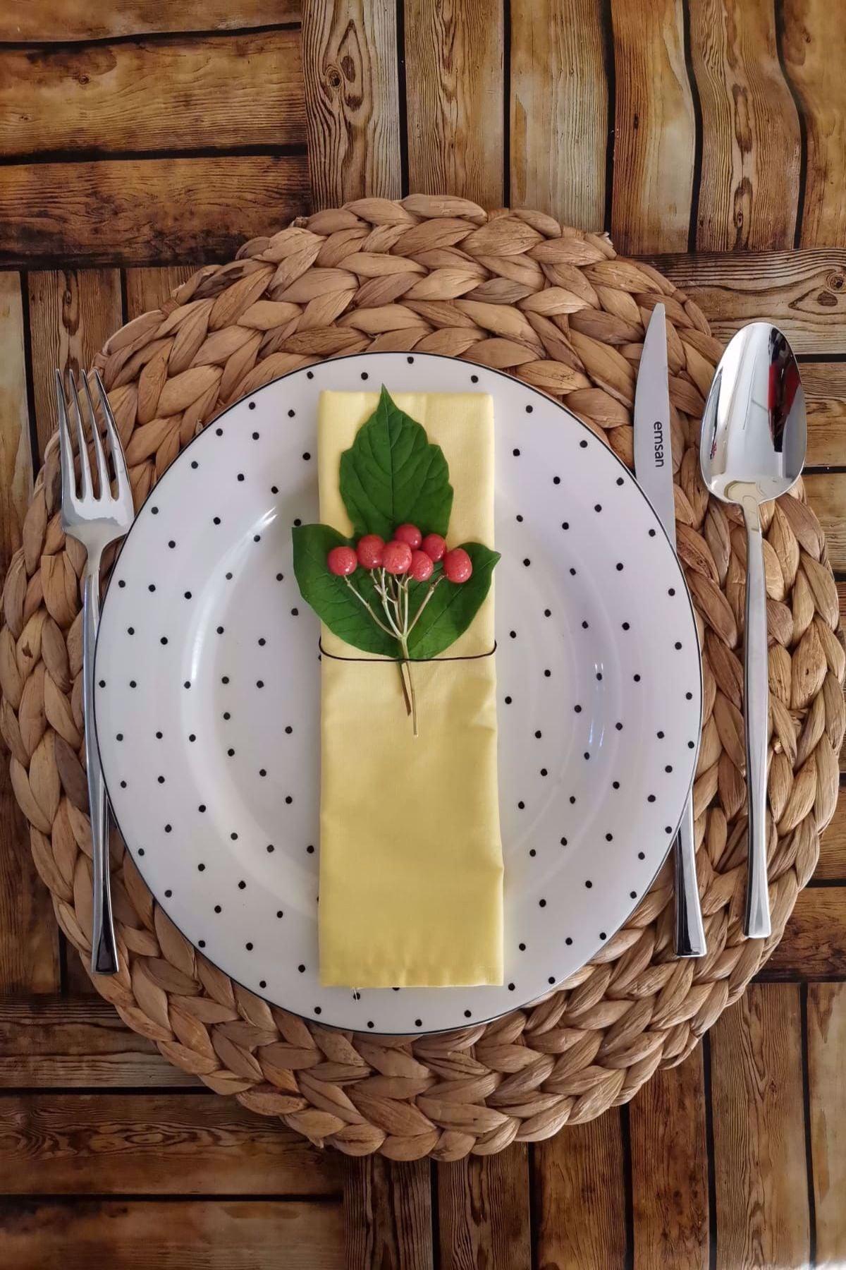 6 Pack Yellow Cotton Fabric Serving Napkin - Swordslife