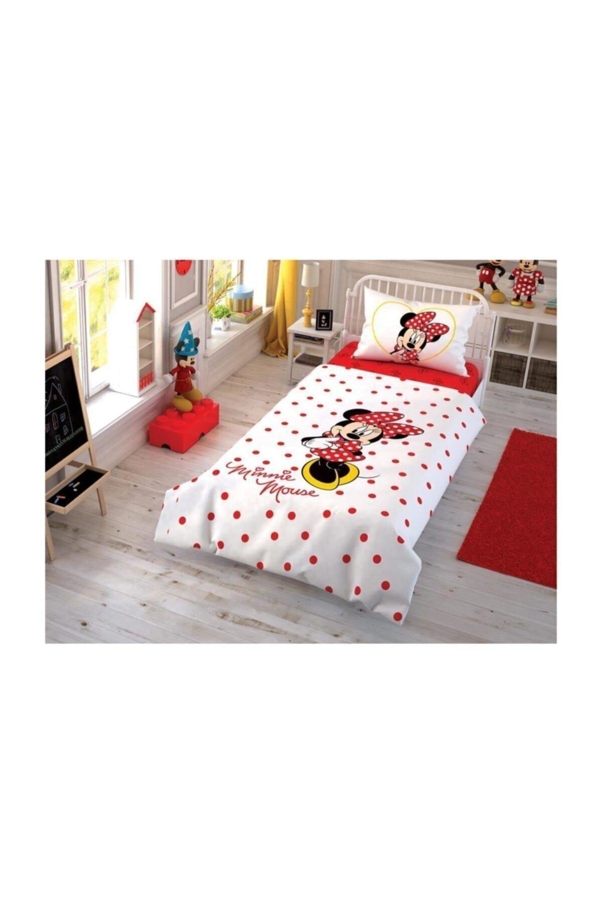 Licensed Minnie Mouse Check Single Duvet Cover Set