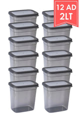 Labeled 12 Liter Large Rectangular Storage Container Set 2lt Anthracite Supply Storage Container Jar Set