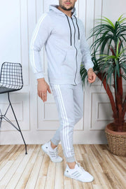 Gray Seasonal Zippered Tracksuit Set