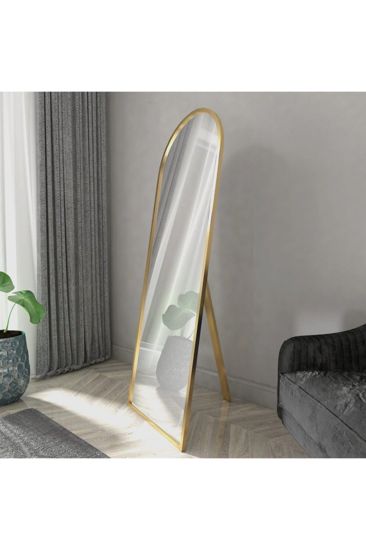 Gold Oval Framed Footed Full Length Mirror - Swordslife